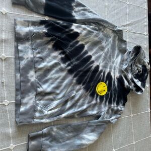Eleven Paris LIFE IS A JOKE Smiley 🙂 Face Gray Black Tie Dye Hoodie Sweater S